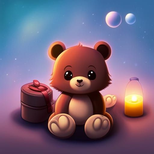 Adorable Anime-Style Bear Cub in 3D Digital Art