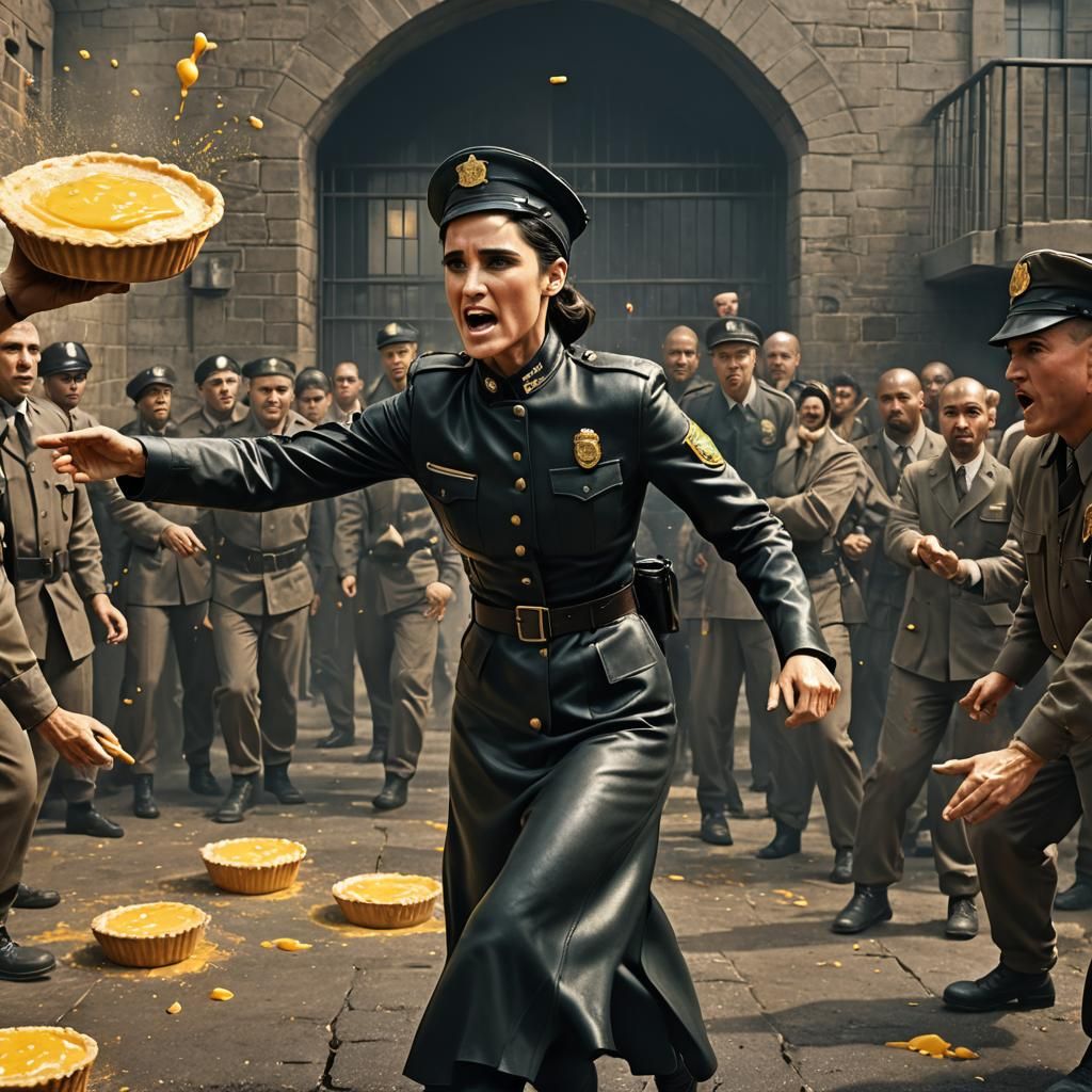 Jennifer Connelly as Prison Guard Throwing Pies
