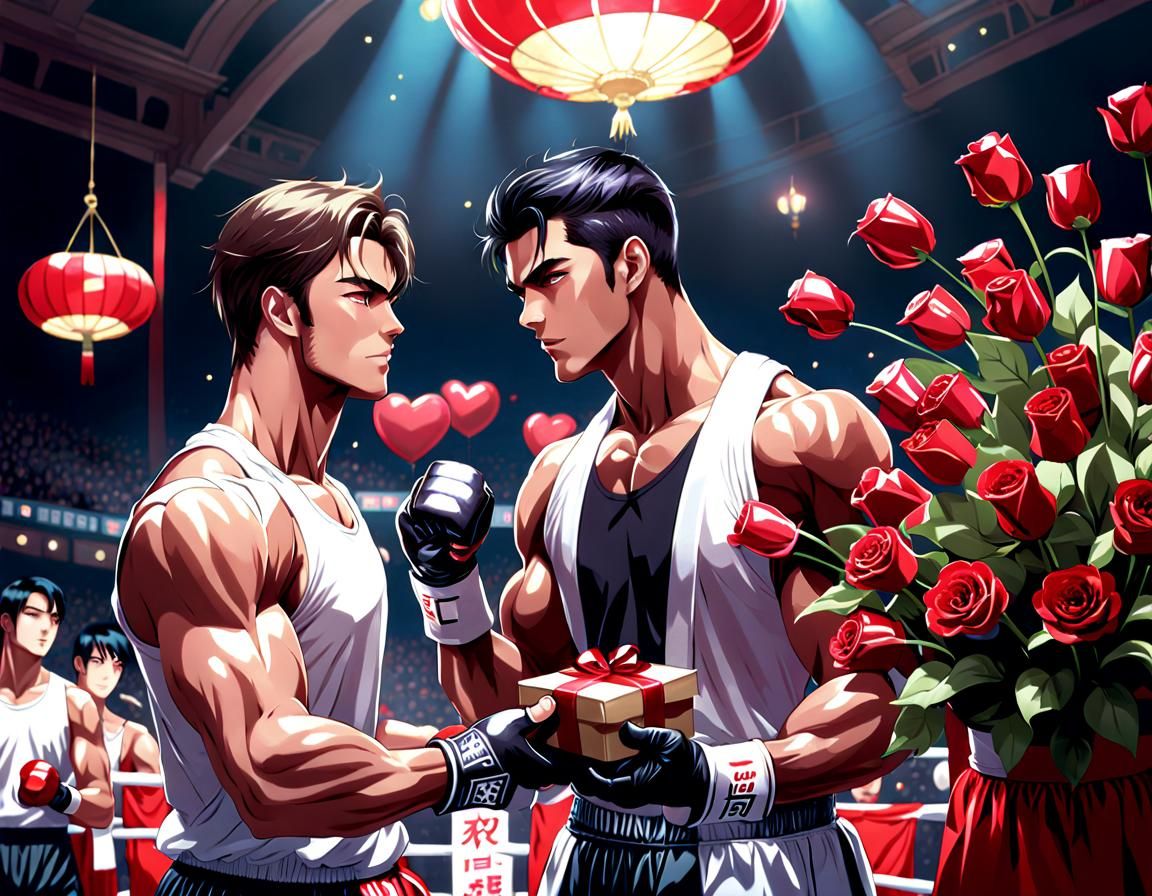 Boxer Celebrates Victory With Chocolates in Anime Style