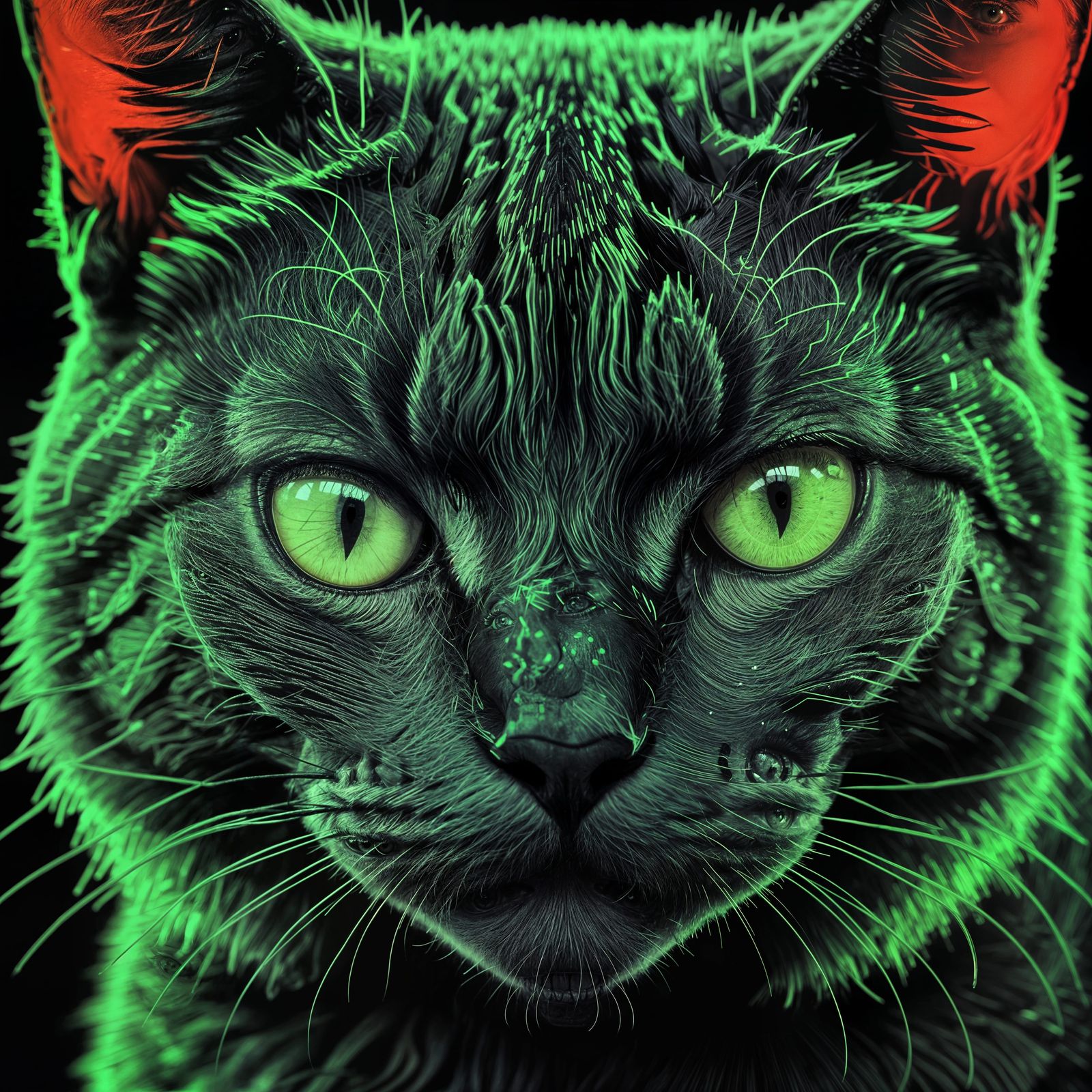 ASCII Art Cat with Glowing Red Eyes