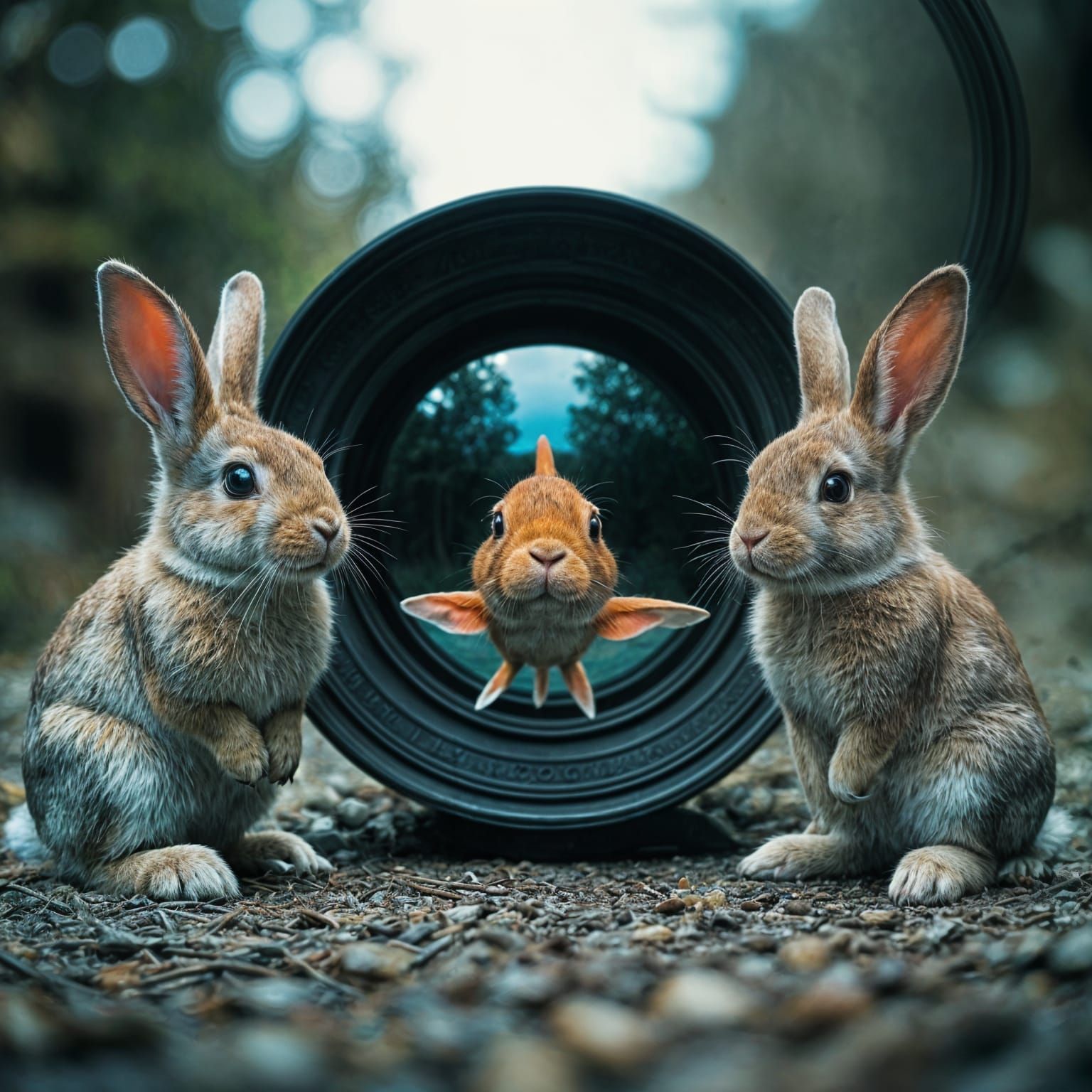 Rabbits Posing for Hiphop Album Cover