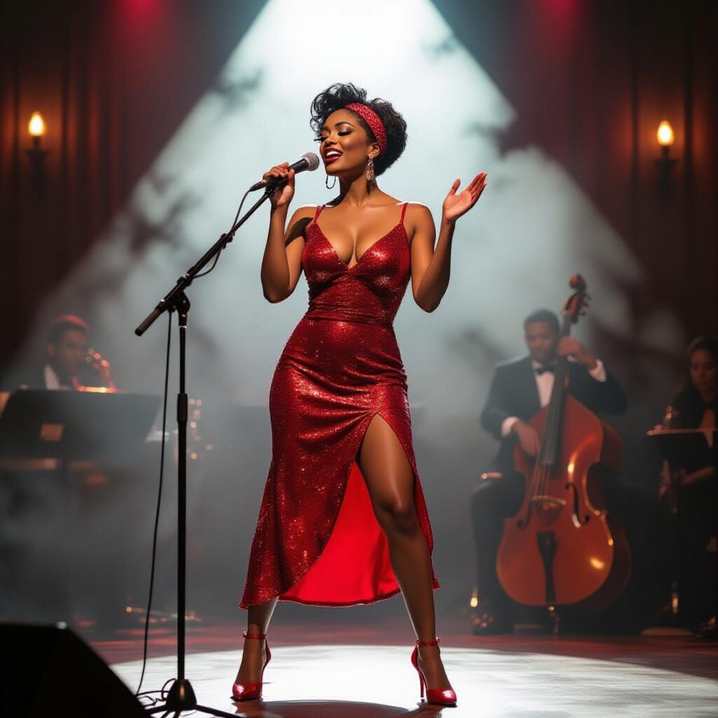 Soulful Creole Jazz Singer in the Style of Portraiture