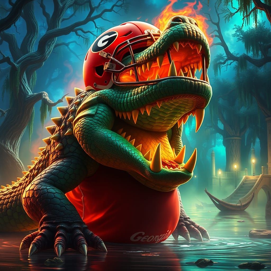 Bulldog Football Player Eats Fire-Breathing Alligator