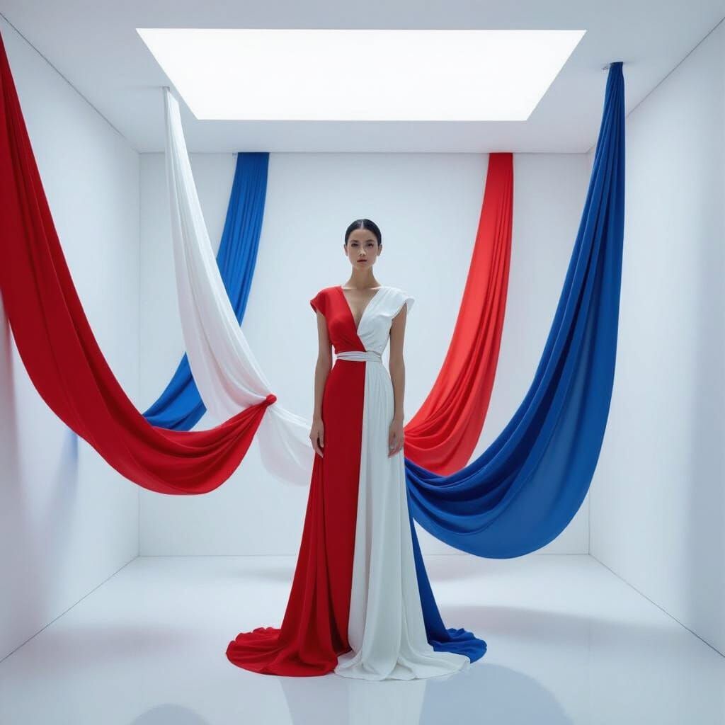 Elegant Woman in Minimalist Studio, Pop Art Style