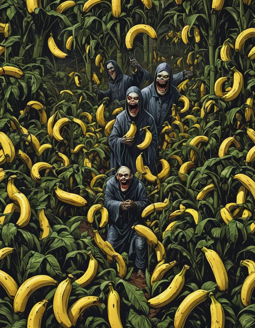 Sinister Horror Banana Farm in Fantasy Art Style
