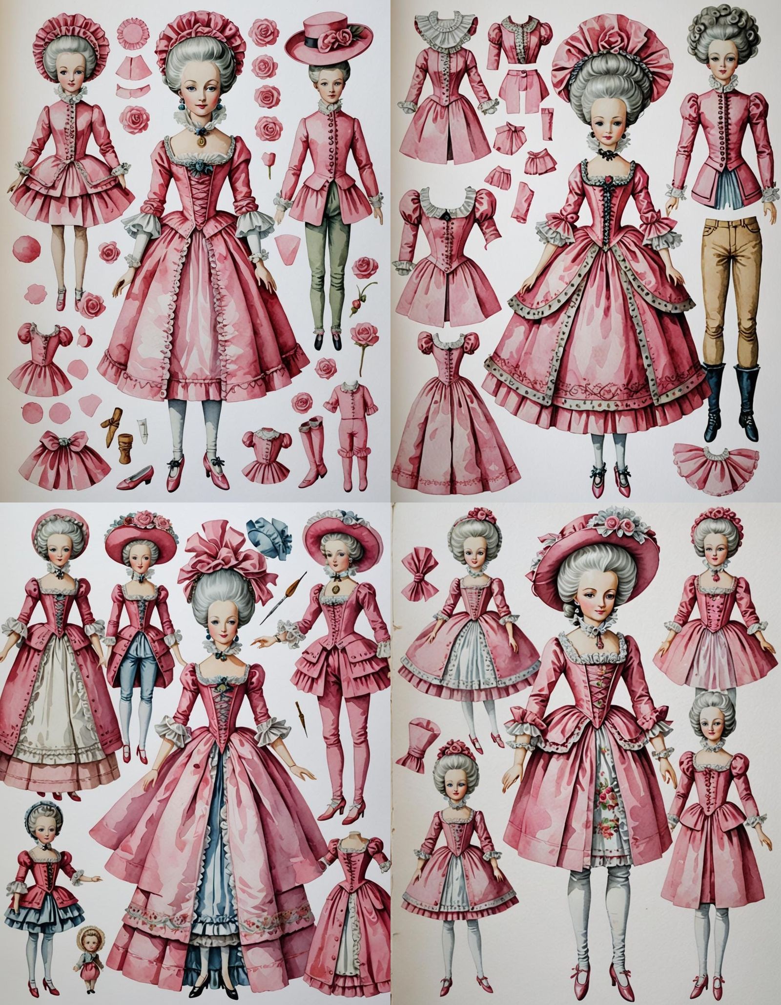 Watercolor Paper Doll of Marie Antoinette