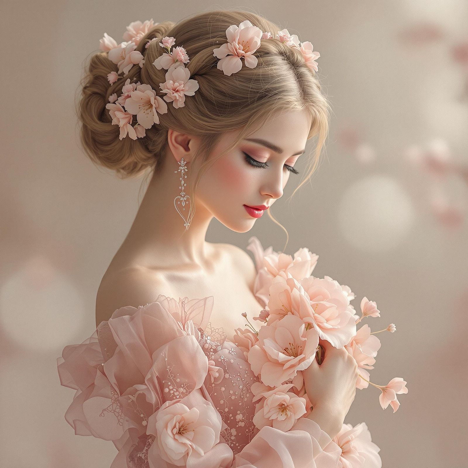 Ethereal Beauty in Vintage Style with Delicate Blooms