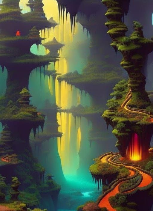 Enchanted Forest with Spiral Treehouses