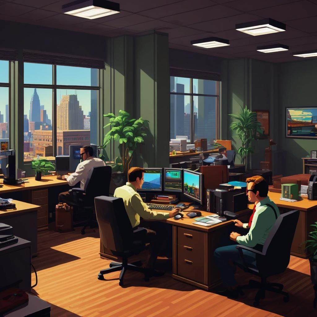 Pixel Art Video Game Designers in Office