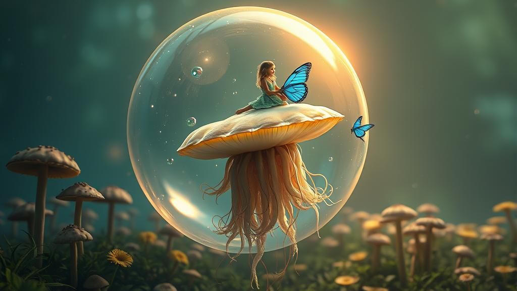 Fairy and Jellyfish in Mushroom Forest