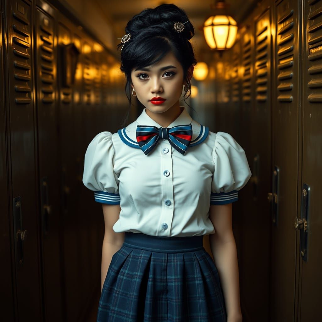 Steampunk Schoolgirl in Victorian-Era Inspired Setting