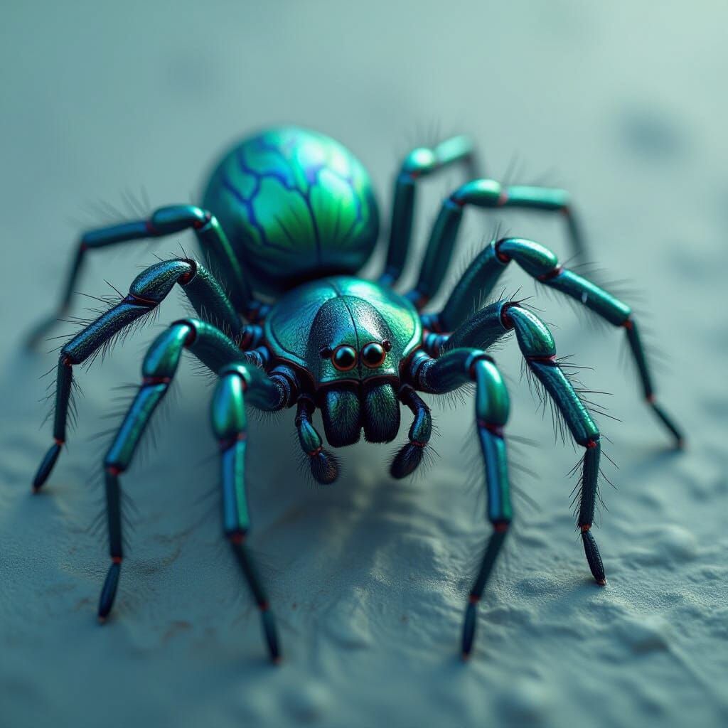 Iridescent Spider in Digital Art Style
