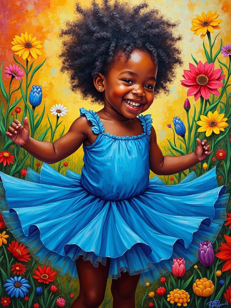 Stained Glass Girl Dancing: An Expressionist Portrait