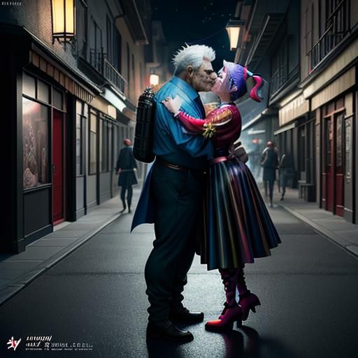 Joker and Harley Quinn: Anime-Inspired Halloween Scene