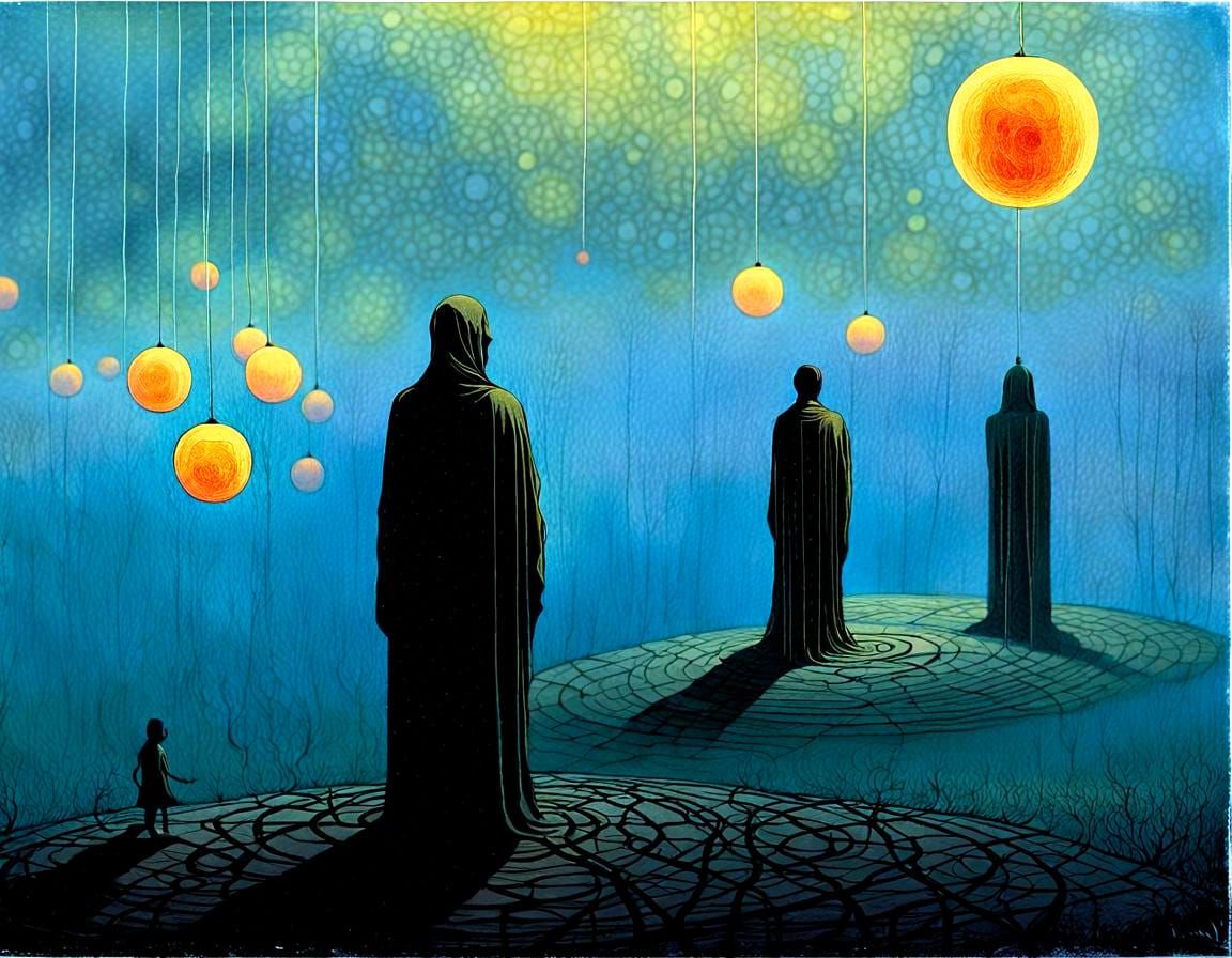 Monochromatic Inner World Weaving Archetypal Dreams