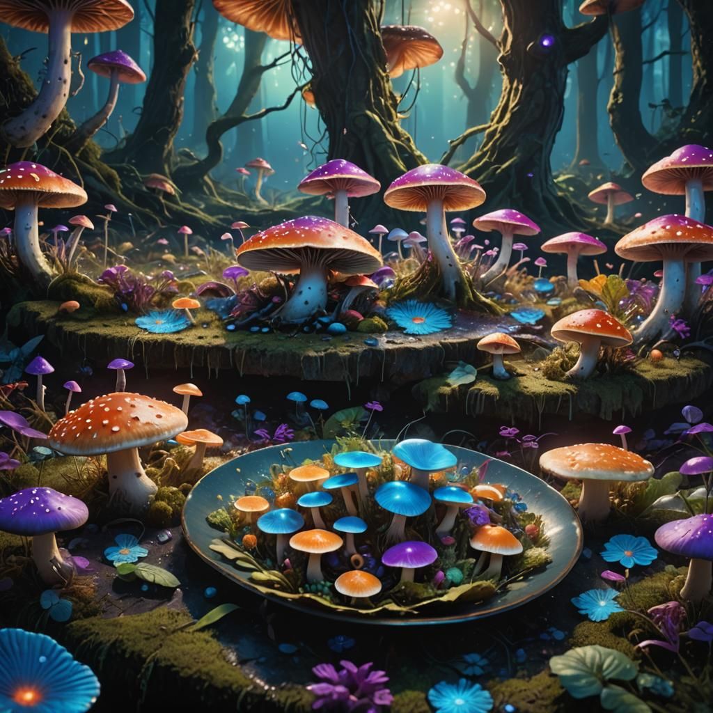 Living Food with Eyes in Mystical Forest