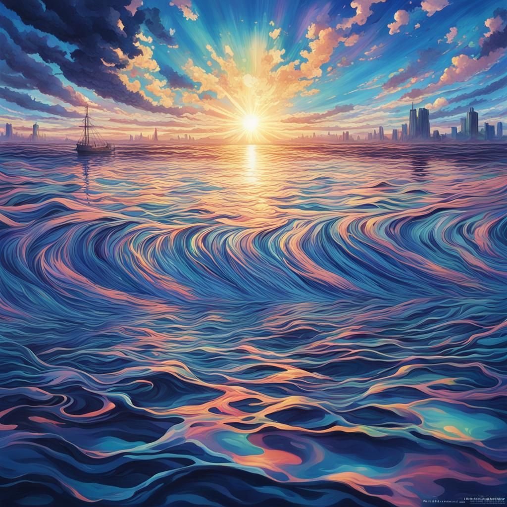 Iridescent Oil Film Patterns in Anime Style