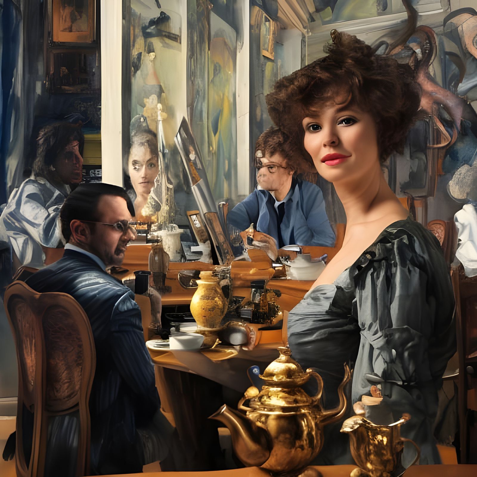 Beautiful Woman in Cafe: Photorealistic Masterpiece