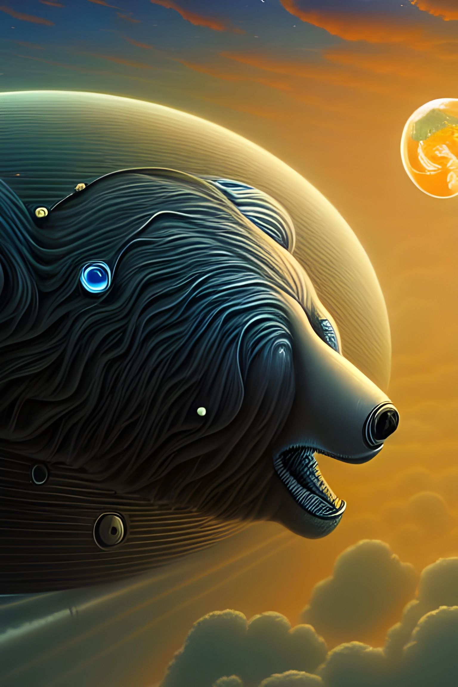Gigantic Biomechanical Bear Face Dreamscape