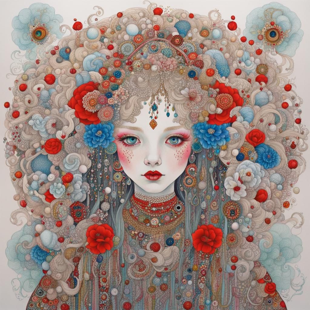 Abstract Floral Figures in Decorative Style