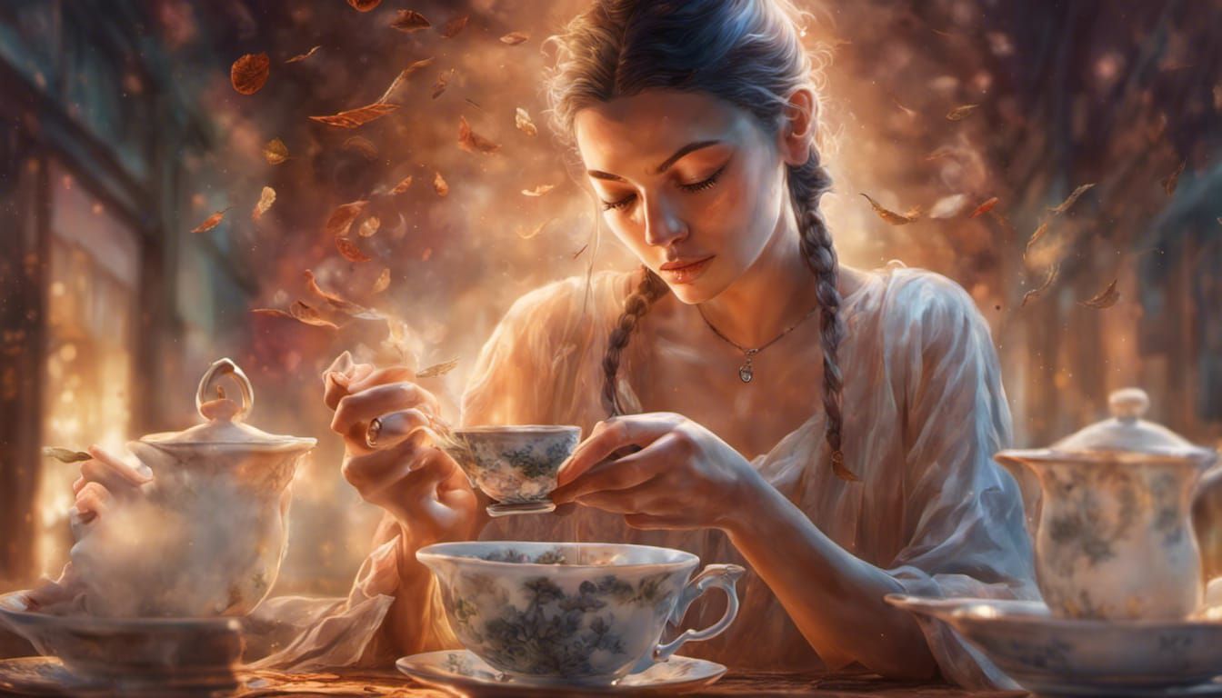 Mystical Woman Reads Tea Leaves: Splash Art