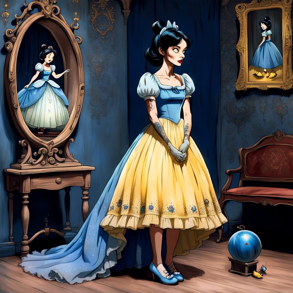 Tattooed Cinderella's Gothic Reflection