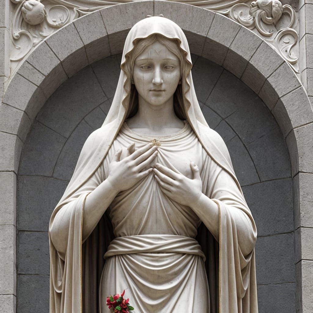 Weeping Madonna Marble Sculpture