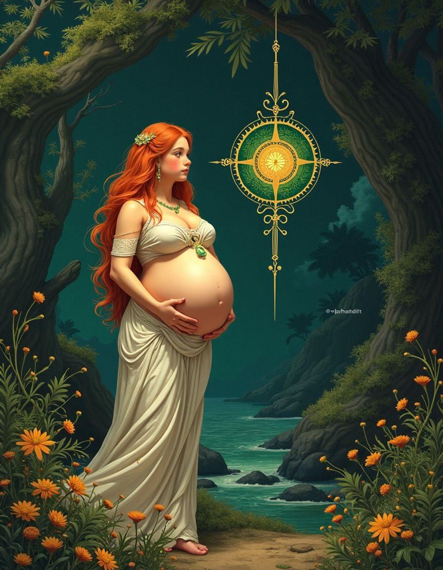 Rainbow Goddess with Sacred Geometry Landscape