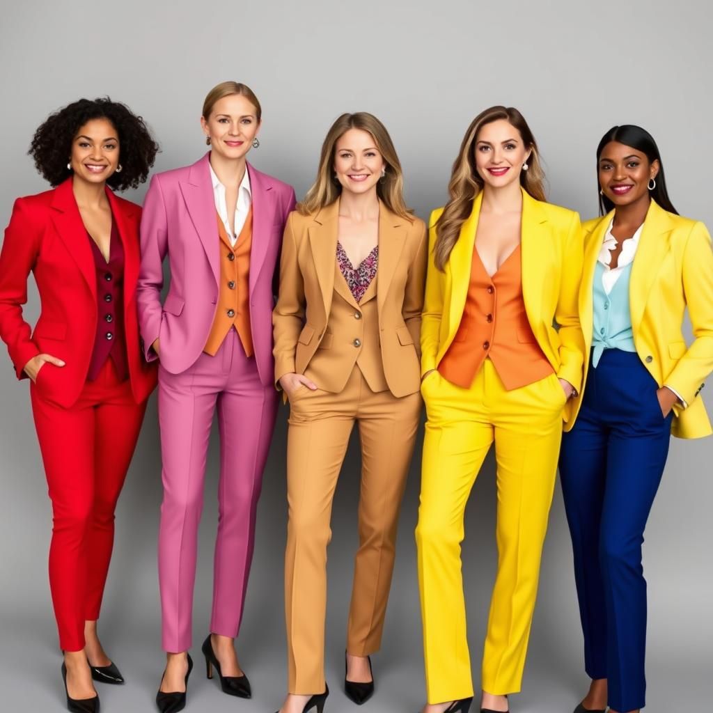 Businesswomen in Bright Suits and Vests
