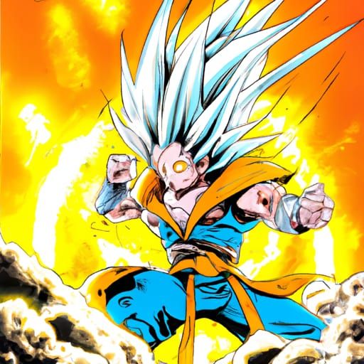 Goku Super Saiyan Transformation in Comic Book Art