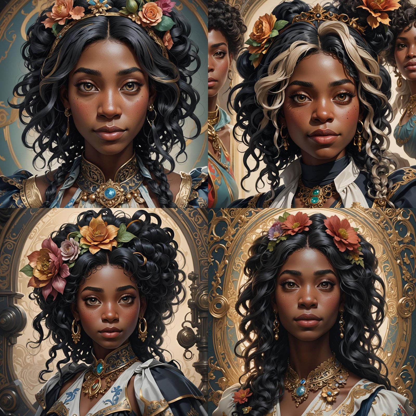 Black Female Porcelain Muppet Portrait in Detailed Style