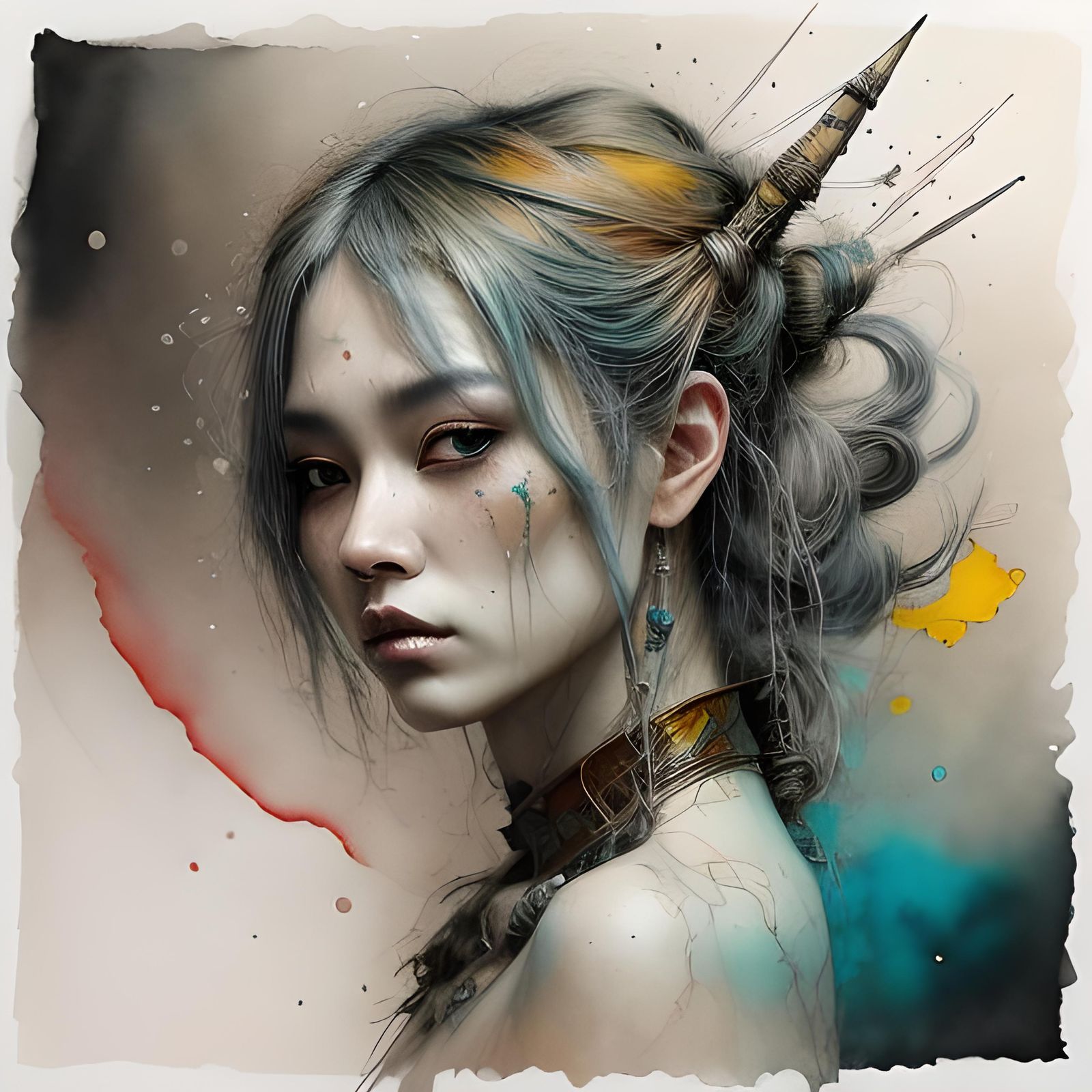 Asian Techno Princess in Surreal Punk Art