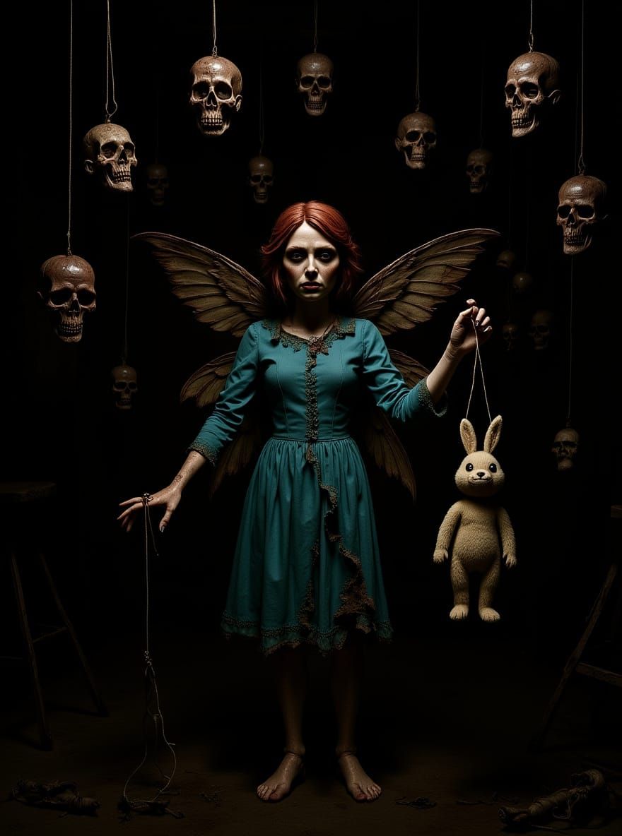 Dark Fantasy Marionette Fairy in Workshop Scene
