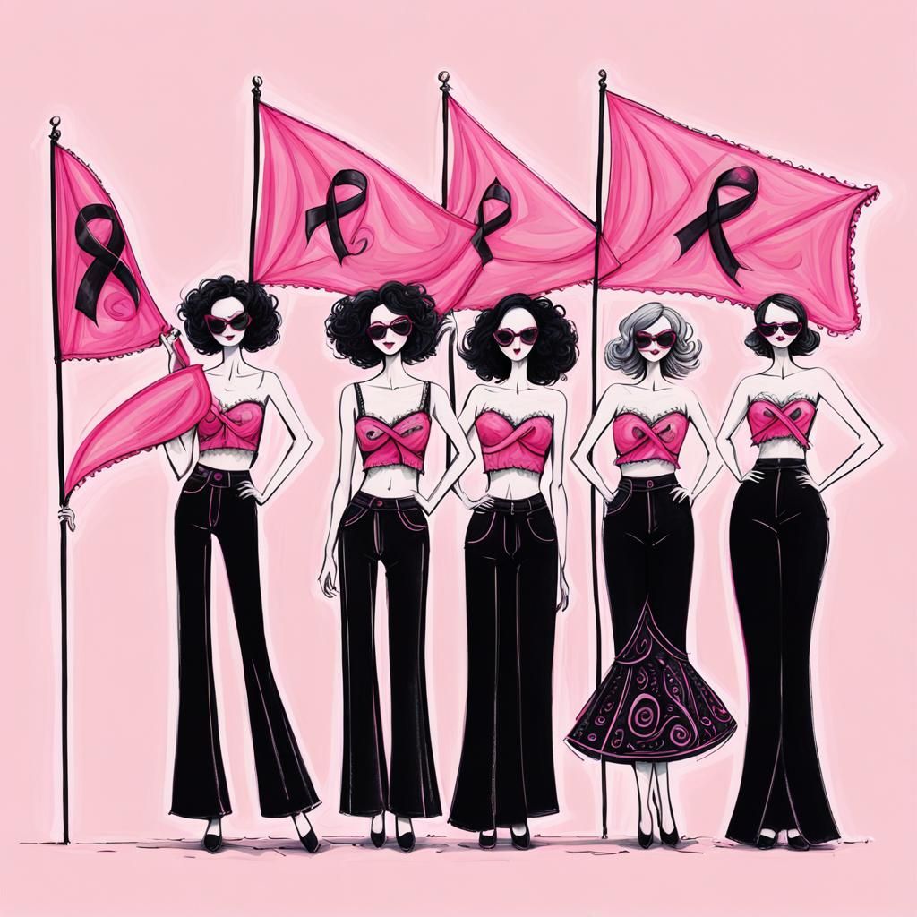 Pink Ribbon Solidarity: Whimsical Breast Cancer Awareness