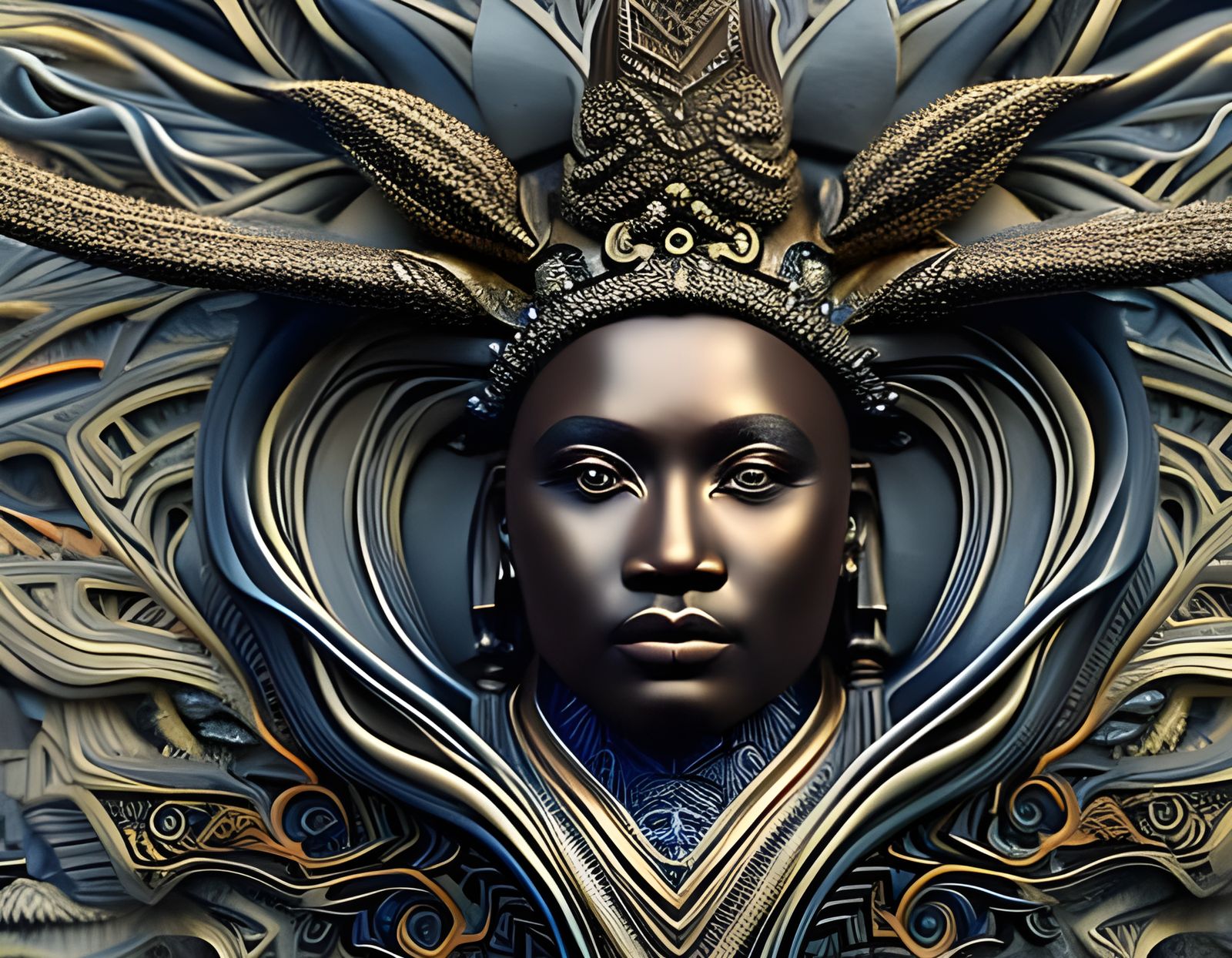 Shaman Figure in Art Nouveau Style