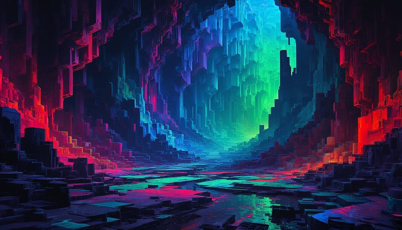 Cubist Horror Landscape in Vibrant Colors