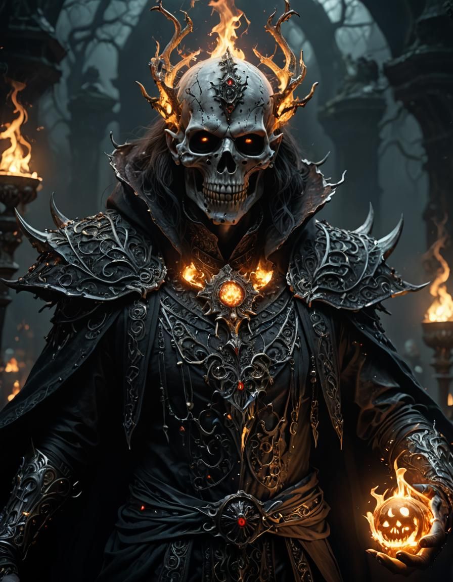 Necromancer Portrait with Dramatic Particle Light Effects