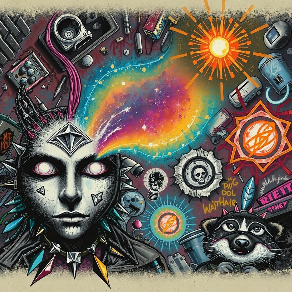 Punk Fairy Princess in Graffiti Alley, Basquiat-Inspired