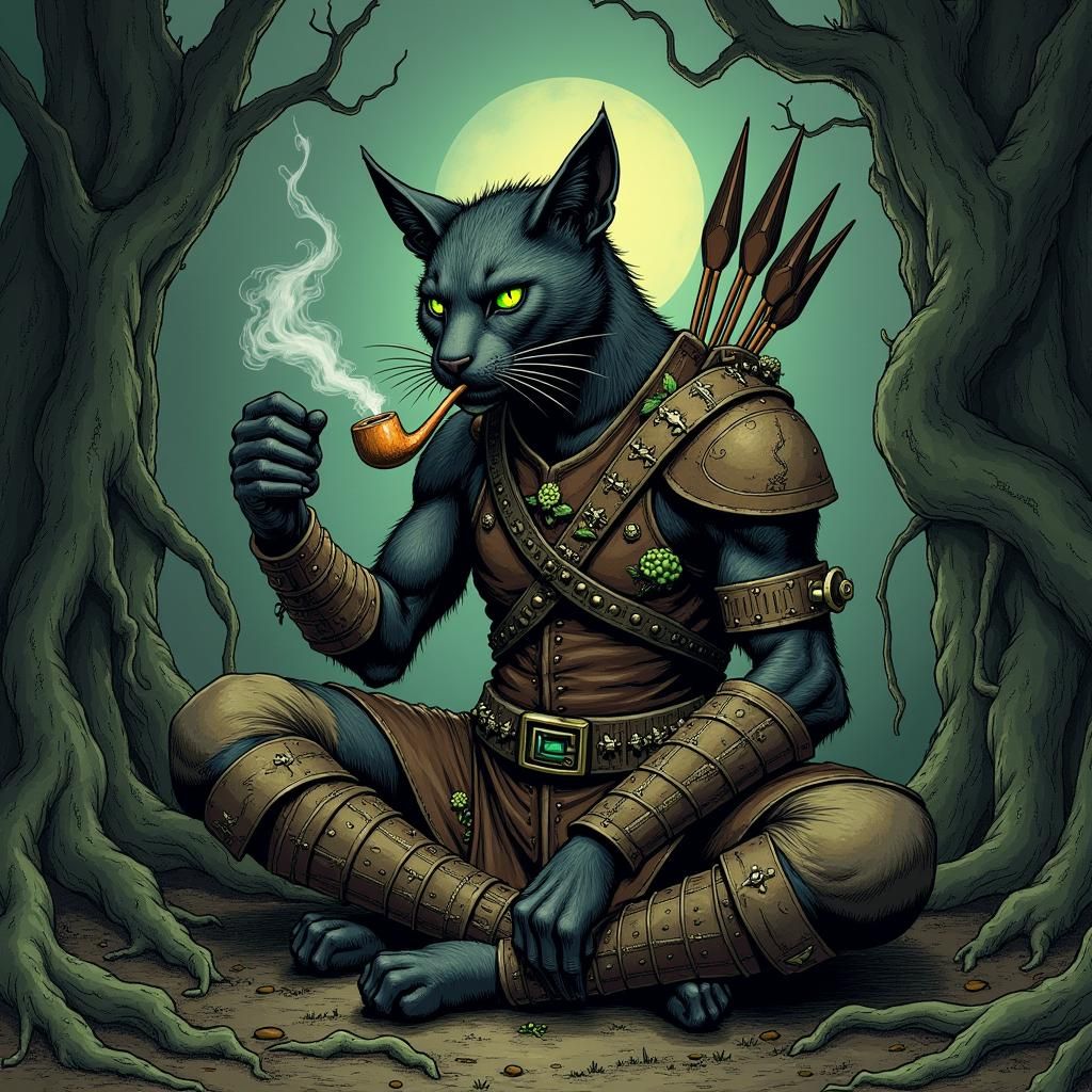 Catfolk Ranger in Noir Mystical Twilight