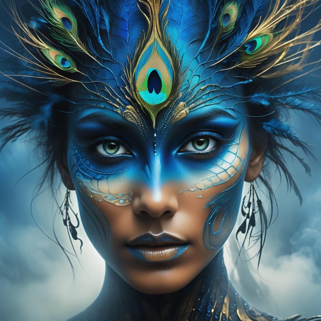 Bioluminescent Beauty: Surreal Portrait in Dark Fantasy Styl...