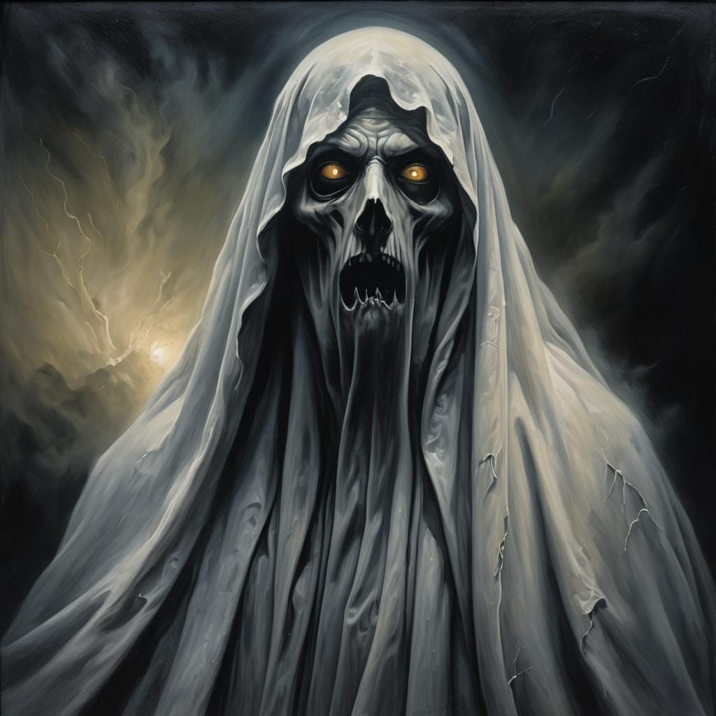 Menacing Jersey Ghost Emerges in Surreal Oil Painting