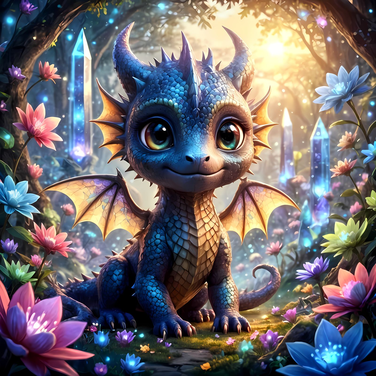 Enchanting Baby Dragon in Anime Wonderland