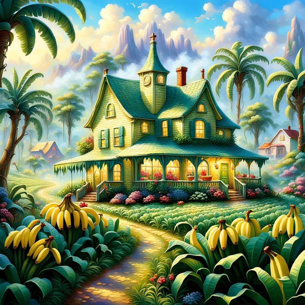 Adorable Banana Shortcake Land in Fantasy Style