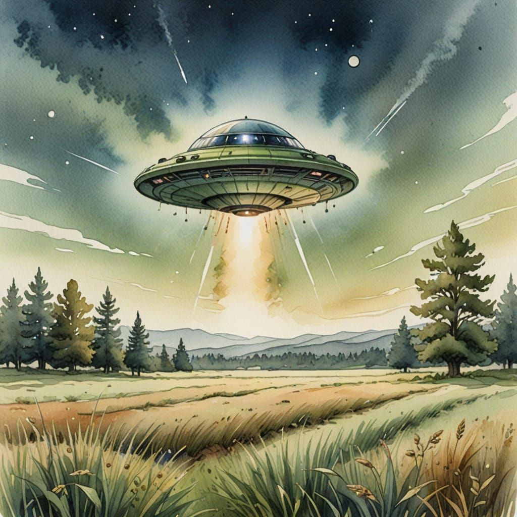 scientific watercolor (and / or illustration) of ufo