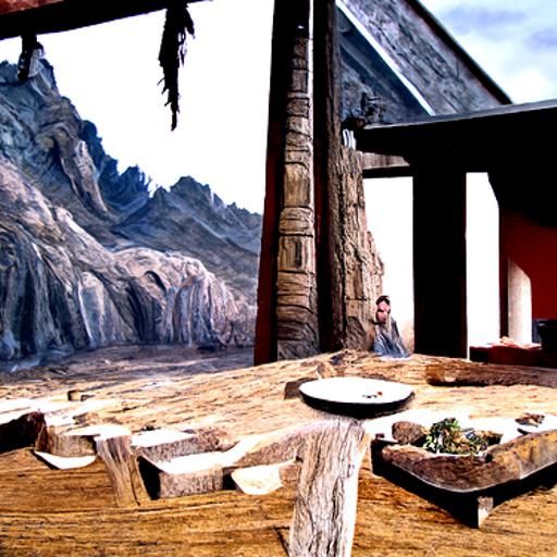 Demigod's Last Supper in Adobe House, Matte Painting