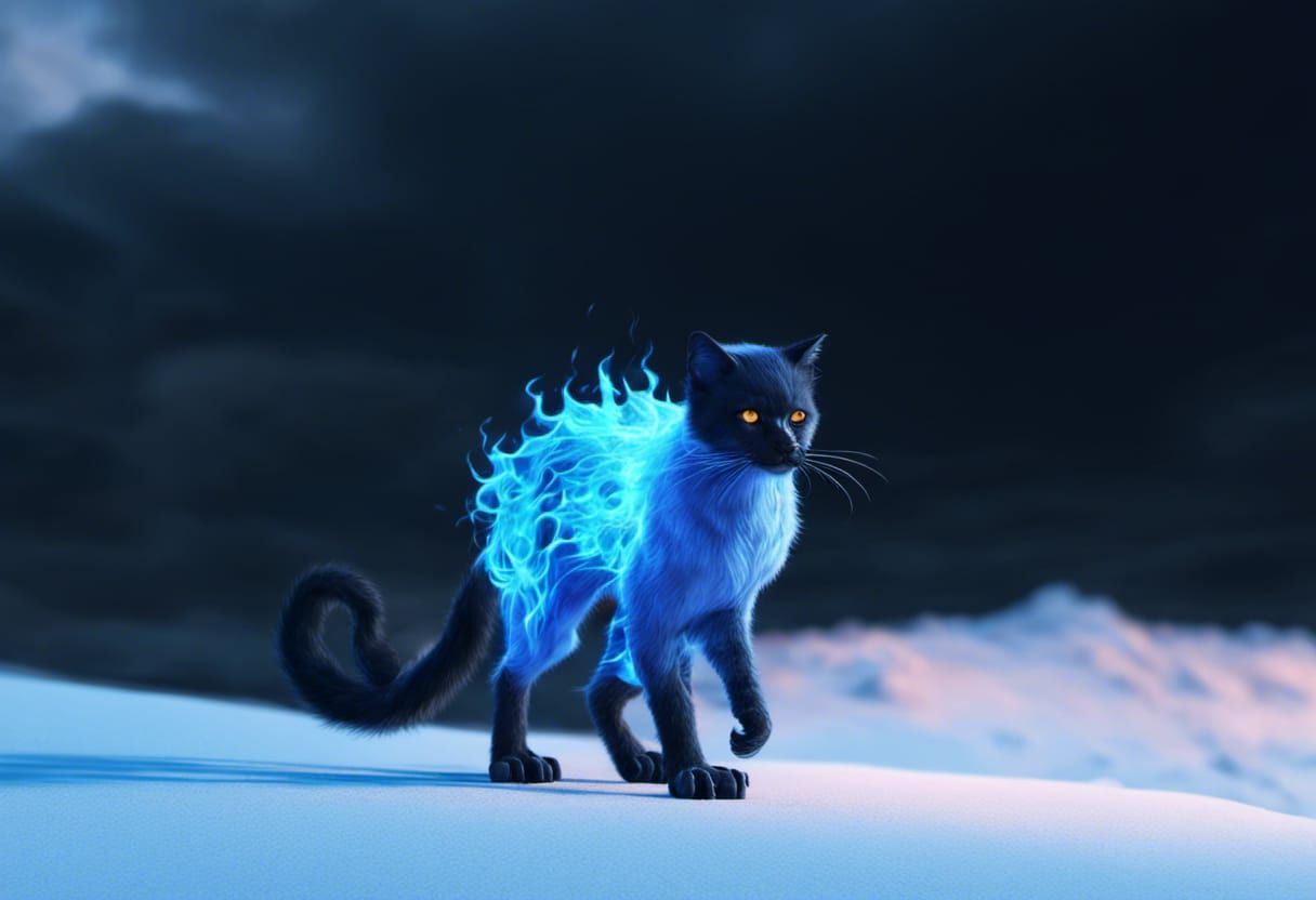 Flaming Hell Cats in Hyperrealistic Style