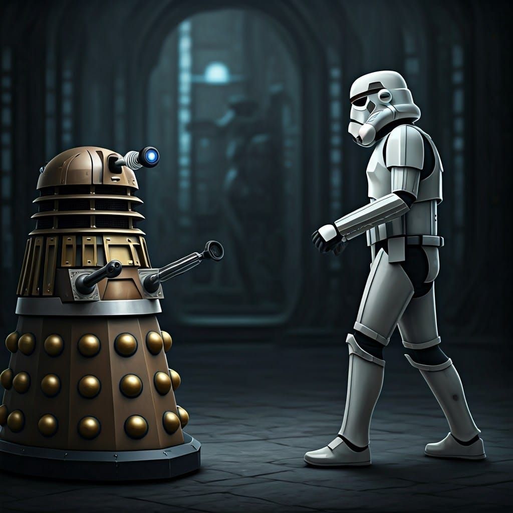 Imperial Stormtrooper Confronts a Dalek