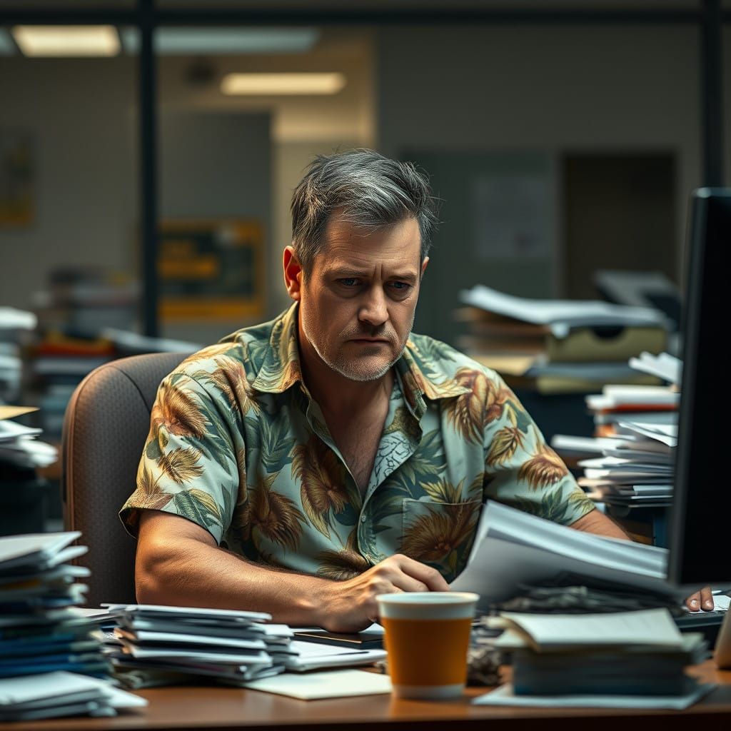 Office Worker Reflects on Tropical Getaway