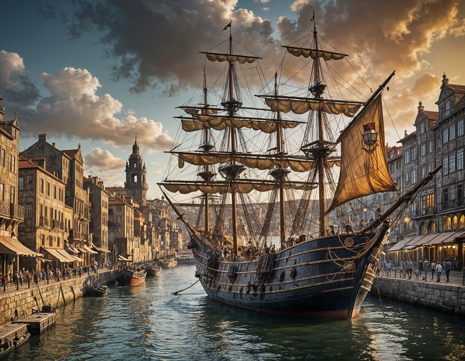 Fifteenth Century Ship in Porto at Golden Hour