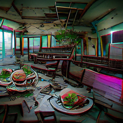 Abandoned Restaurant: 3D Render in 8K